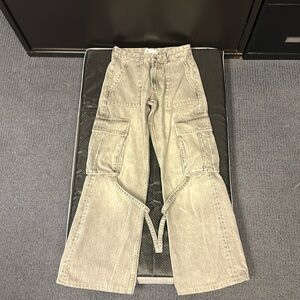 Zara Grey Denim Cargo Jeans